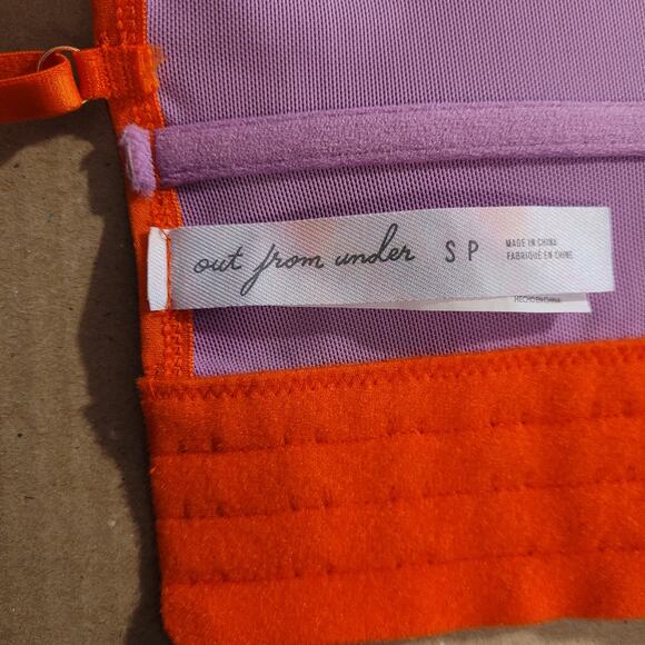 Out From Under Corset Bustier Lingerie Purple Orange Lace Size Small Hook Back - Picture 9 of 9